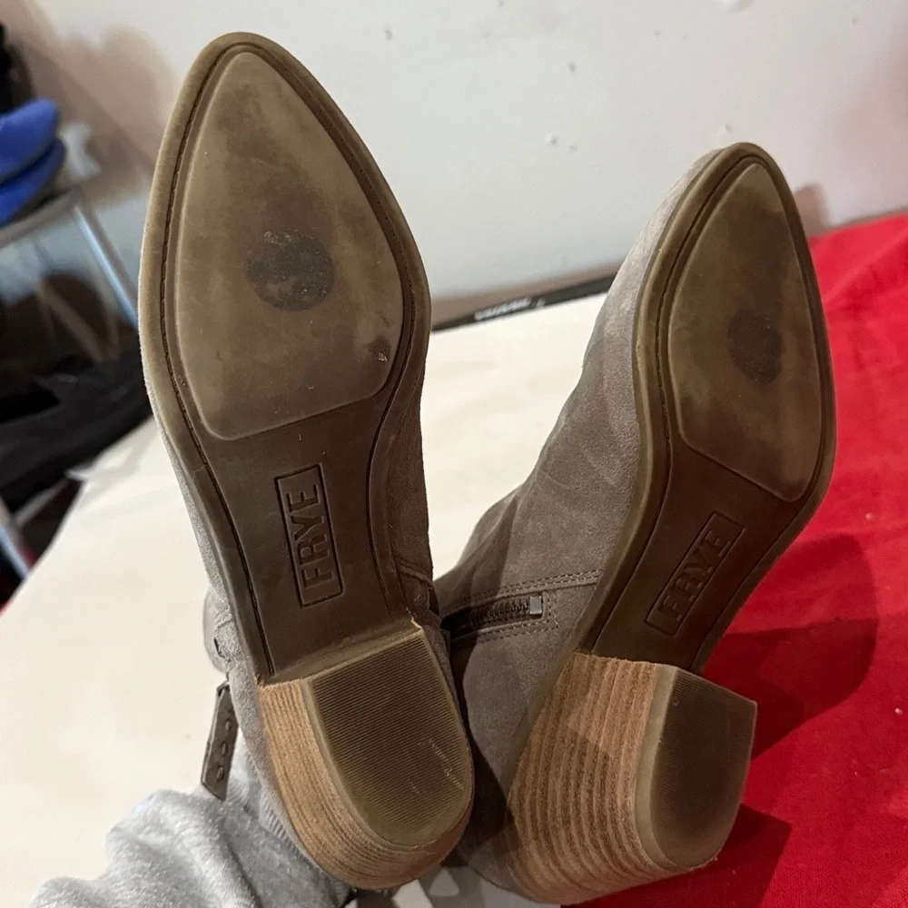 Frye Light Gray Suede Ankle Booties